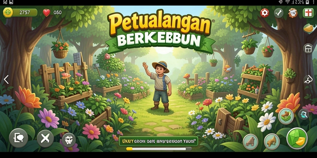 Tampilan menarik dari gameplay 2757 dengan berbagai tanaman dan hewan.