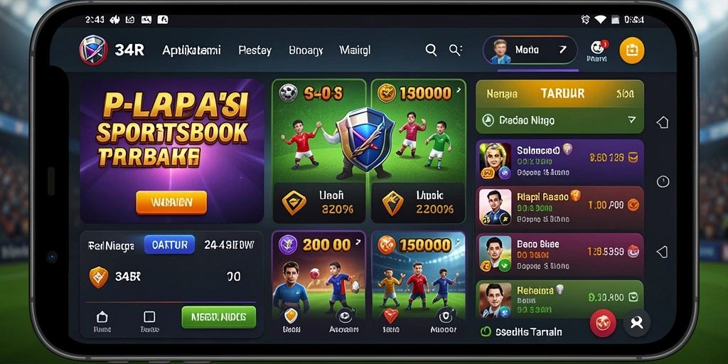 Tampilan antarmuka pengguna 34R saat bermain Sportsbook.