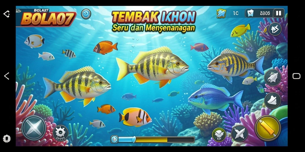 Screenshot utama BOLA07 menampilkan aksi seru menembak ikan.