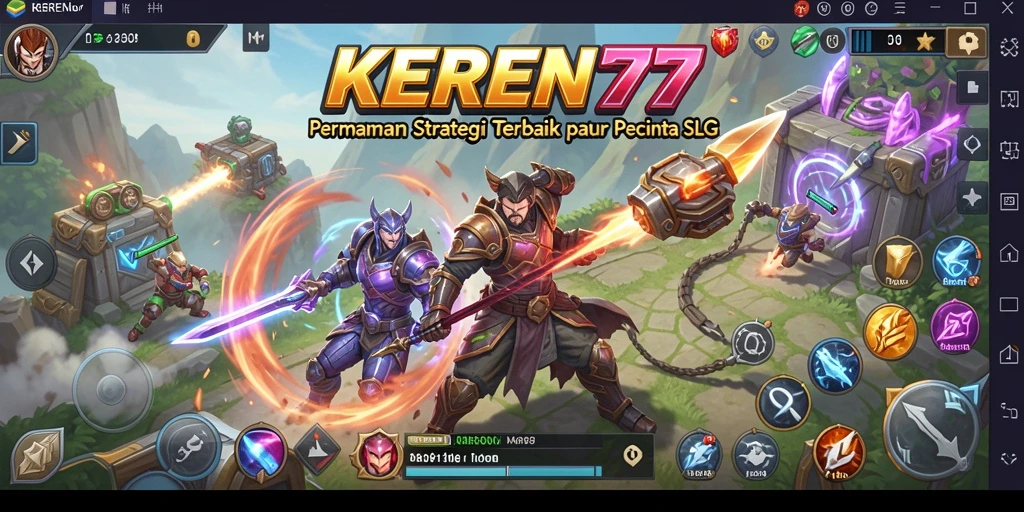 Tampilan gameplay mendebarkan dari KEREN77 yang menunjukkan pertarungan strategis.