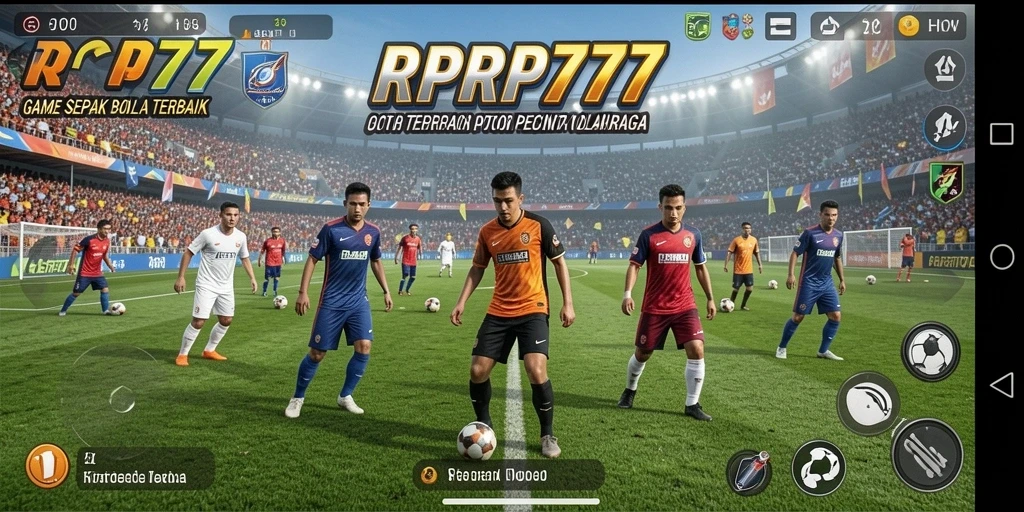 Tampilan gameplay RPRP777 saat pertandingan sepak bola berlangsung.