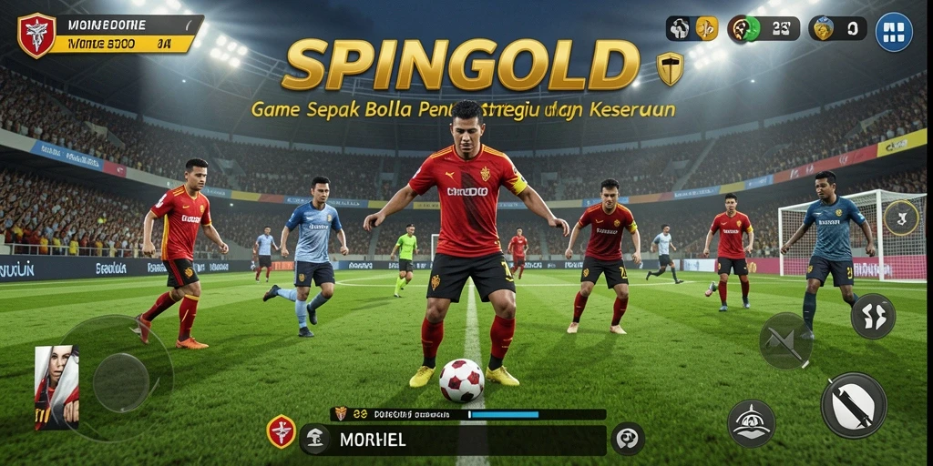 Gameplay SPINGOLD yang menegangkan dalam pertandingan sepak bola.