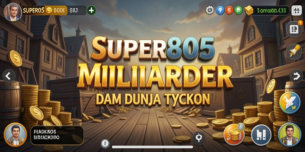 Tampilan screenshot gameplay SUPER805 yang menunjukkan aktivitas manajemen bisnis.